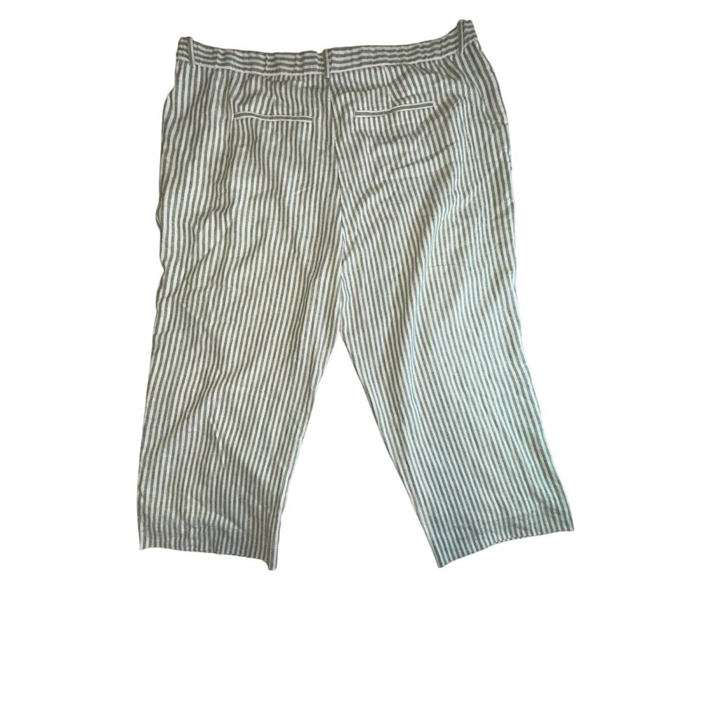 Abercrombie & Fitch Sloane Linen Blend‎ Wide Leg Trousers 34/24S Green Stripe - Picture 3 of 8